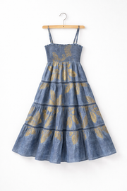 Leaf Print Tiered Dress